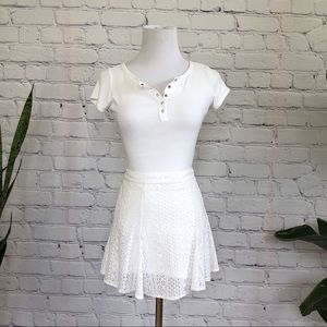 Divided White Crochet Skater Skirt